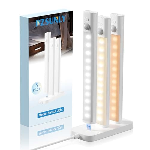 PZSUNLY Under Cabinet Lighting with Charging Station,Battery Operated 3Pack
