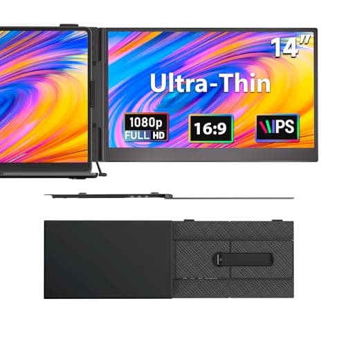 Laptop Screen Extender, 1.3lb Ultra Lightweight 14" 1080P FHD Portable Monitor for Laptop, Plug & Play Dual Travel Screen Monitor, Laptops Dual Monitors Attachment, Fits Windows/Mac/Android/Chrome