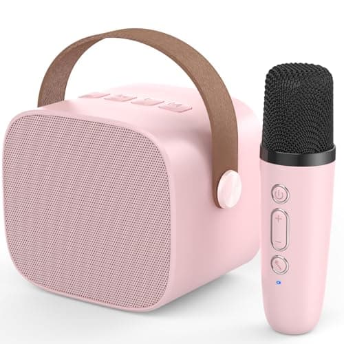 Mini Karaoke Machine,Funny Toys Christmas Birthday Gifts for Kids Age 4-12 Girls,Boys,Adults,MEGUO Karaoke Microphone Toys for 4,5,6,7,8,9,10,11,12+ Year Old Girls Boys (Pink 1 Mic)