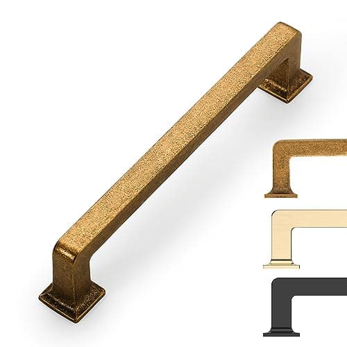 9BUILD 6 Pack 5 Inch Antique Brass Cabinet Handles,Kitchen Hardware