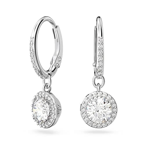 Swarovski Constella Pierced Drop Earrings, White Crystals on a Rhodium Finish Setting, Part of the Constella Collection