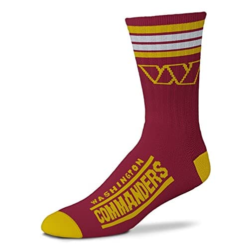 For Bare Feet NFL Washington Commanders 4 Stripe Deuce Crew Socks