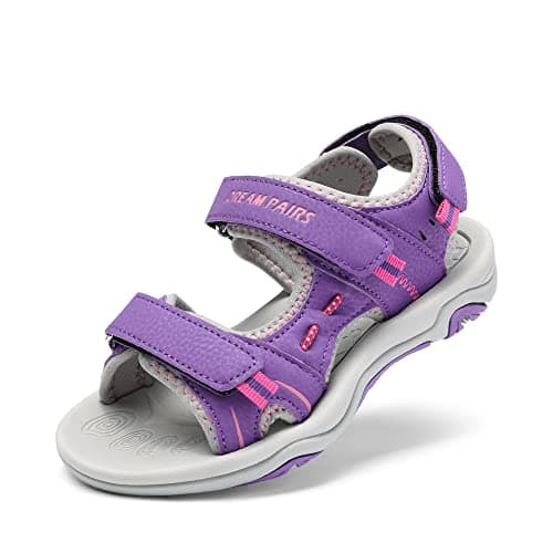 DREAM PAIRS Boys Girls Sandals Kids Athletic Summer Sports Water Shoes for Toddler/Little Kid/Big Kid,Size 8 Toddler,Purple/Fuchsia/Light/Grey,170891_K