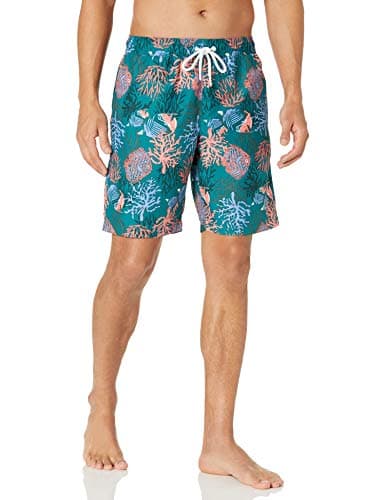 Amazon Essentials Men's 9" Breathable Swim Trunks with Mesh Lining, Elastic Waist, Pockets, Drawstring Closure, Coral Orange, X-Large