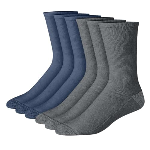 Hanes Men's Crew Socks, Double Tough Max Cushion Socks, Moisture-Wicking Socks, 12-Pairs