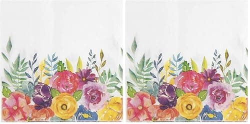 Juvale Floral Paper Cocktail Napkins - 100 Count, 2-Ply, 6.5 x 6.5 In Folded/13 x 13 In Unfolded, Assorted Blooms - Dinner Napkins, Tear-Resistant & Absorbent (Pack of 2)