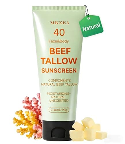 Beef Tallow Reef Safe Sunscreen SPF 40 for Face, Travel Size Natural Organic Non-Greasy Lightweight Formula For Women & Men, Summer Outdoor Sports Beach Home Office Daily Use, 2.46 OZ