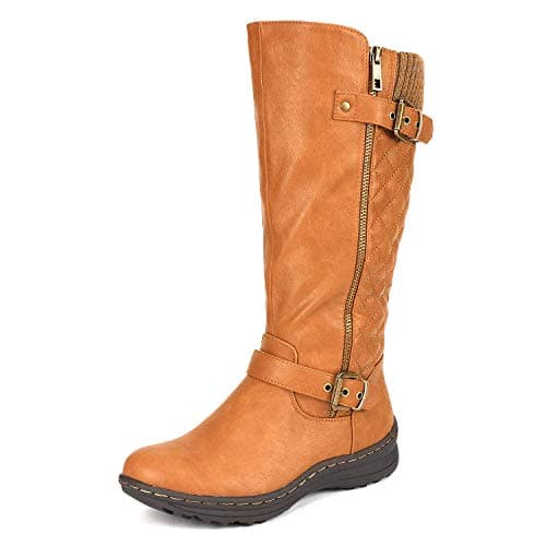 DREAM PAIRS Women's Faux Fur Knee High Boot Round Toe Fall Winter Boots,Size 9.5,CAMEL,URVA