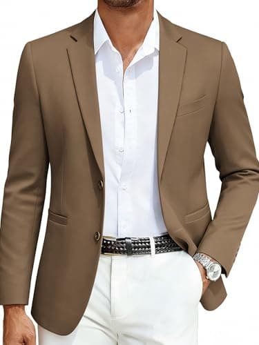 COOFANDY Mens Sport Coat Blazer Casual Slim Fit Lightweight Stylish Sport Jacket Brown,XXL