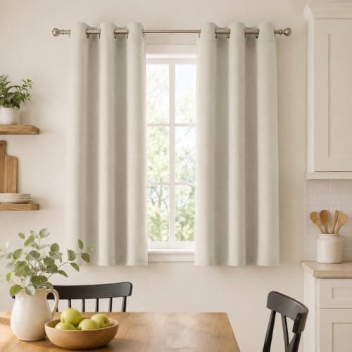 Aquazolax Beige Grommets Blackout Curtains, Thermal Insulated Room Darkening Window Panel Drapes for Nursery Living Room, 42" Wide x 63" Drop 2 Panels Set