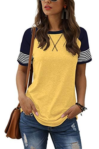 Adibosy Summer Casual Women T-Shirts: Short Sleeve Tunic Tops Tee Blouses