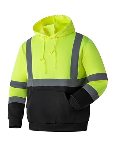 Ubon Hi Vis Hoodie for Men Reflective Safety Pullover Sweatshirt Yellow M