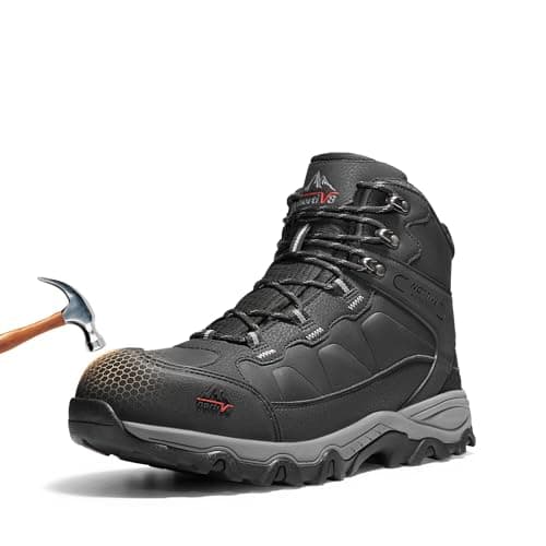 NORTIV 8 Waterproof Steel Toe Boots for Men Slip Resistant Safety Industrial Boots Paladin-Steel,Size 9,Black-Leather,JS19004M-STEEL