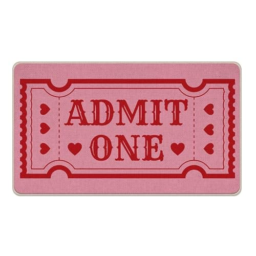 Livcoz Pink Admit One Ticket Welcome Front Door Mat, Romantic Valentines