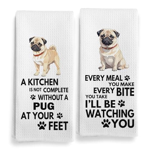 Qeheb Pug Kitchen Towels, Every Meal You Make Pug Kitchen Towels Decorative Set, Pug Gifts, Pug Gifts for Pug Lovers, Pug Decor, Pug Dog Hand Dish Tea Towels for Kitchen 16x24 Inch