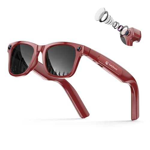 EarlySincere 2026 Ai Smart Glasses for Men Women, 8mp 4k Hd Camera Glasses, 410mah Battery, Supports Photo/Video/Audio Recording, Ai Voice Control, Ai Glasses with Bluetooth Calling(Porto red)