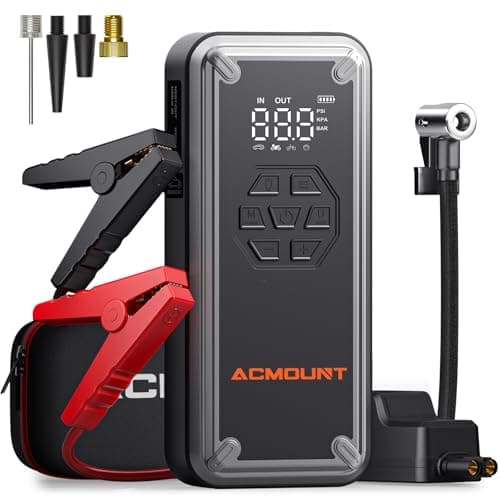 W160 Jump Starter with Air Compressor, 5000A Portable Car Jump Starter 150PSI Tire Inflator/Air Pump, 12V Battery(Up to 9L Gas/8L Diesel Engine) Jump Pack Car Emergency Kit Idea Gift for Man (Silver)