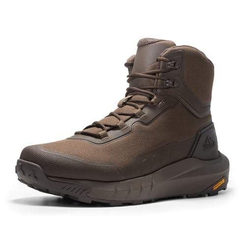 NORTIV 8 Men's Tactical Hiking Boot Lightweight Cushion Sole Boots for Work All Day Side Zipper Motorcycle Combat Military Boot Arch Support 8 Inches Terrascope,Size 7,Dark Brown,NMUMMT2503