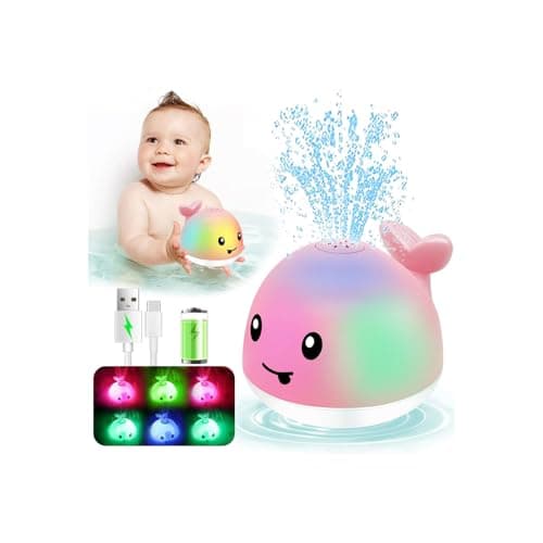 Baby Bath Toys 6-12 Months - Rechargeable Toddla Whale Bath Toys Sprinkler Light Up Pool Bathtub Tub Toys for Toddlers Infants Kids Ages 1-3 2-4 3-5 Spray Water Baby Easter Birthday Shower Gifts