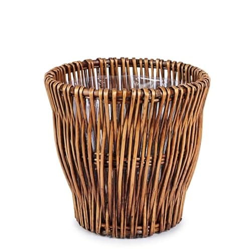 Household Essentials Small Reed Willow Waste Basket, Handwoven Basket with Removable Liner, Attractive Alternative to Plastic or Metal Cans, Brown
