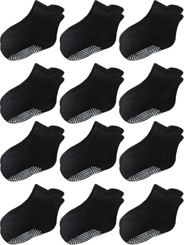 Aroveea Toddler Socks Non Slip Grip Baby Girls Kids Ankle Cute 12 Pack