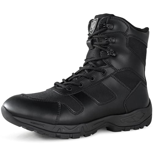 QUNLON Tactical Military Combat Boots for Men Side Zipper