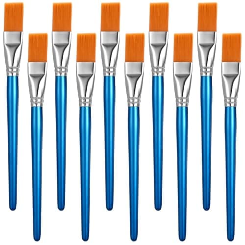 10 PCS Small Painting Brushes, 0.78-Inch Flat Paint Brushes for Crafts, Blue Small Acrylic Paint Brush for Crafts, for Acrylic, Watercolor, Oil, Fabric