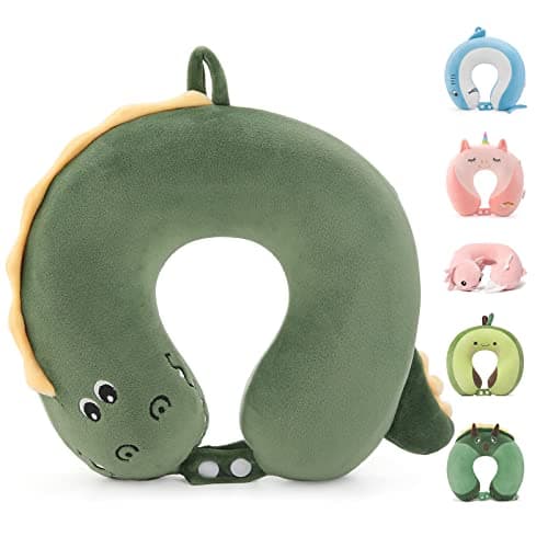 Memory Foam Travel Neck Pillow for Teens and Adults, Crocodile Design