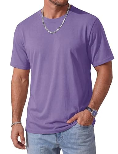 MAGCOMSEN Mens Purple T-Shirt Short Sleeve Lightweight Moisture Wicking Breathable Basic Casual Summer Cooling Tees