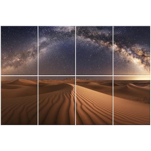 HIRESC Decorative Acoustic Panels 8 Pack, 48"x32" Large Sound Absorbing Wall Art Panels, Self-Adhesive Sound Proof Foam Panels for Bedroom, Home Theater, Studio, Office - Desert Stars