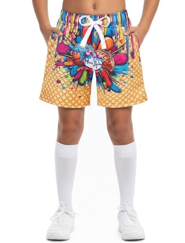 Cozople Drip Shorts for Boys Quick Dry Active Shorts Size 6 Funny Printed Baseball Shorts Loose Fit Playing Basketball Wear