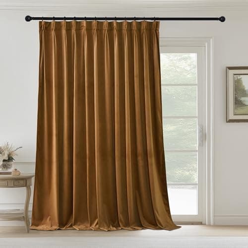 StangH Gold Brown Velvet Curtains 84 inches Long, Extra Wide Pinch Pleated Bedroom Curtains & Drapes Elegant Thermal Insulated Room Divider for Living Dining Room, W72 x L84, 1 Panel