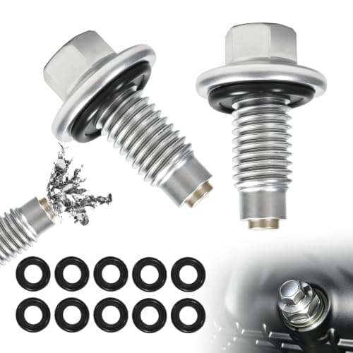 M12x1.75 Magnetic Oil Drain Plug, 2 Pack with 10 Oil Drain Plug Gaskets