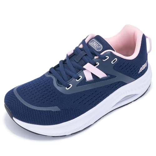 AOV Wide Toe Box Shoes Women Arch Support Walking Shoes Plantar Fasciitis Orthotic Tennis Sneakers RoseBlue Size 8