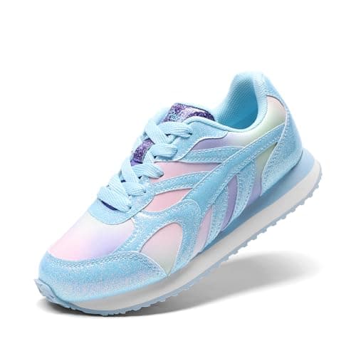 DREAM PAIRS Girls Sneakers Lace-up Tennis Running Casual Footwear LilLegends Lightweight Classic Walking Shoes for Little/Big Kid,Size 11 Little Kid,Rainbow/Blue,SDFS2414K