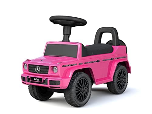 Best Ride On Cars Kids Outdoor Stroller Mercedes G-Wagon Push Car with Working Lights, Horn, and Music for Ages 1 to 3 years, Pink