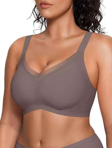 Vertvie Wireless Jelly Bra Seamless Supportive Crossover, Grey, XXL