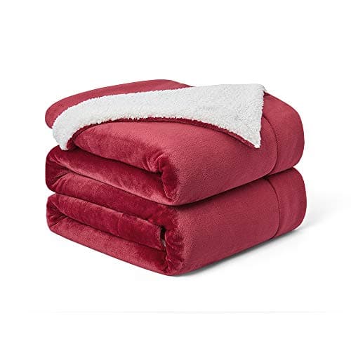 Walensee Sherpa Fleece Blanket for Christmas (Queen Size 90”x90” Red) Plush Throw Fuzzy Super Soft Reversible Microfiber Flannel Blankets for Couch, Sofa Ultra Luxurious Warm and Cozy for All Seasons