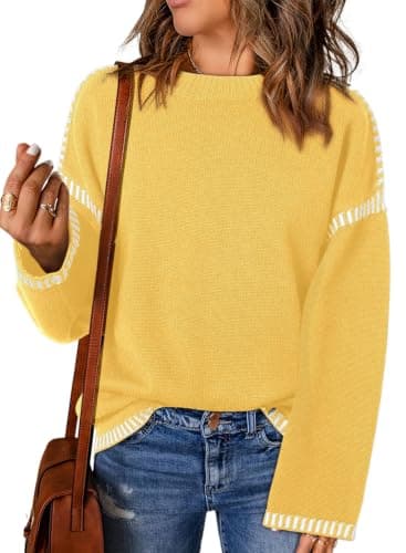 Dokotoo Sweaters for Women 2026 Fashion Fall Outfits Knit Tops Yellow S