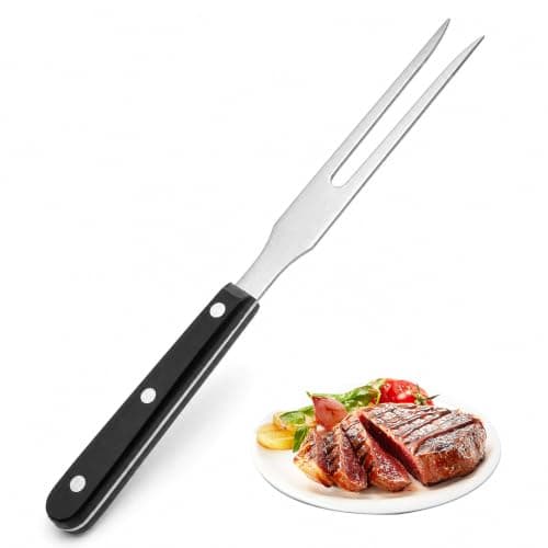 Meat Cooking Fork, 10.8 Inch Heavy Duty Two Prong Meats Forks Stainless Steel Carving Fork with Long Heat Resistant Handle Barbecue Forks for Barbecue, Serving, Cooking, Grilling, Roasting