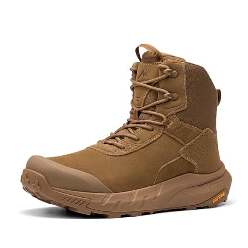 NORTIV 8 Men's Waterproof Military Tactical Hiking Work Boots Leather Motorcycle Combat Lightweight Non-Slip Boots for Men 8 Inches,Size 11,Coyote-9 Inches,NMUMMT2506
