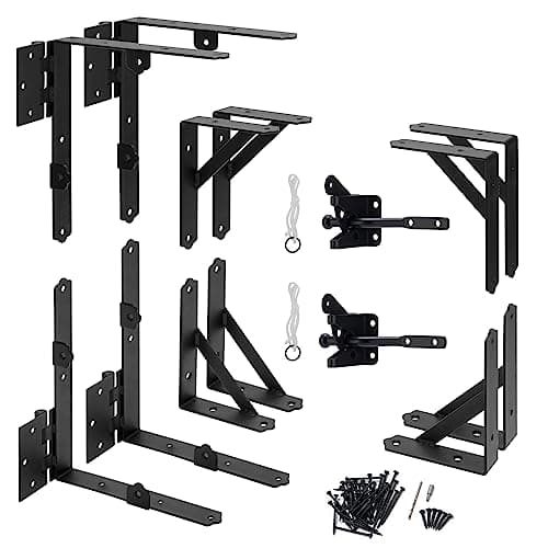 HILLMASTER 2 Set Anti Sag Gate Frame Kit Gate Corner Brace Bracket Heavy Duty Adjustable Gate Hardware with Gate Latch for Wooden Fences,Driveway Gates,Shed Doors,Corral Gates,Wood Windows