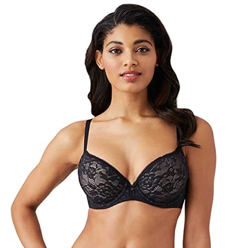 Wacoal Womens Lace Finesse Contour Bra, Black/Toast, 38DDD