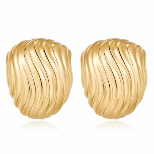 HESSAWELL Gold Statement Stud Earrings for Women Chunky Earrings for Women Trendy Jewelry