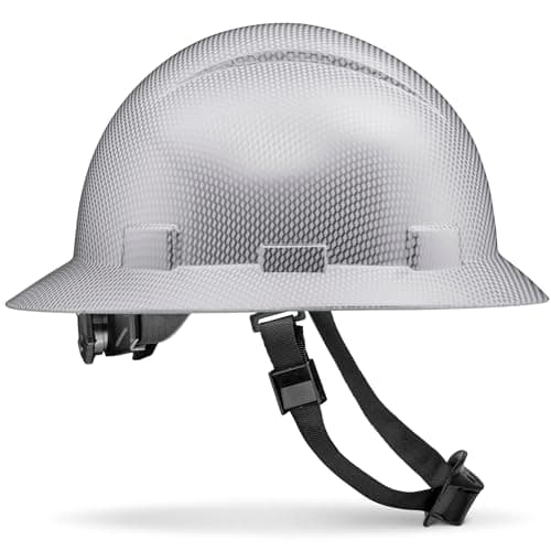 Acerpal Full Brim Non-Vented Ice Cube Platinum Carbon Fiber Design Gloss Finish OSHA Hard Hat with 6-Point Suspension