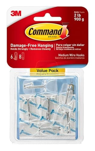Command Medium Clear Wire Toggle Hooks, 6 Wall Hook and 8 Strips, Damage-Free Hanging with Adhesive, Great for Hanging, Organization, and Storage, Holds up to 2 lb