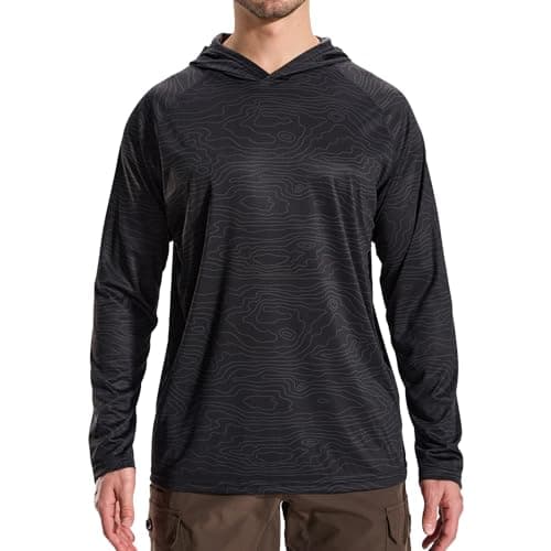 LOOGU Men's UPF 50+ Sun Protection Hoodie Shirt Long Sleeve Lightweight, Rash Guard SPF T-Shirts for Fishing Hiking