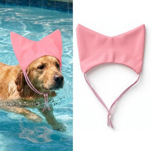 Adjustable Pet Shower Cap, Waterproof Cat Bath Cap with Cute Ears, Reusable Dog Ear Protection for Cats Dogs Small Pets Kitten Puppy, Pink