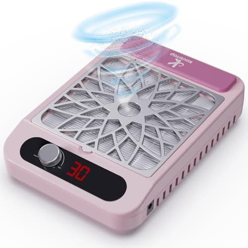Kouzitop Nail Dust Collector for Nail Techs, Compact & Quiet Nail Vacuum dust Collector with Reusable Filter, Powerful Nail Fan Nail Tech Must Haves for Gel Polish, Pedicures, Salon & Home Use, Pink