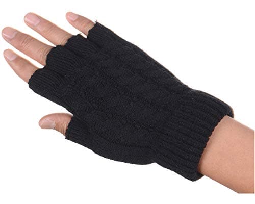 Be Your Own Style BYOS Unisex Winter Fall Soft Cable Fingers Free Fingerless Knit Gloves Stretchy